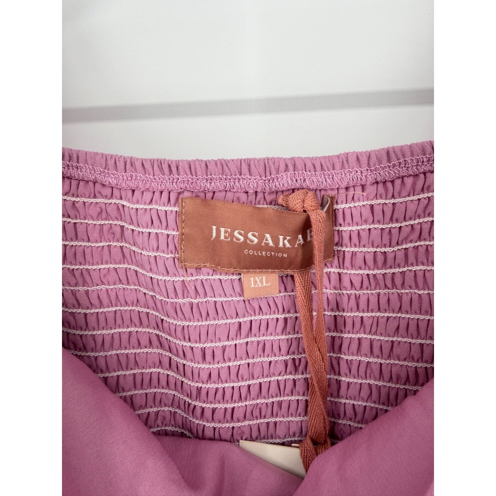NEW JessaKae Isla Tulle Tiered Ruffle Flutter Sleeve Smocked Dress 1XL Lavendar - Picture 3 of 13
